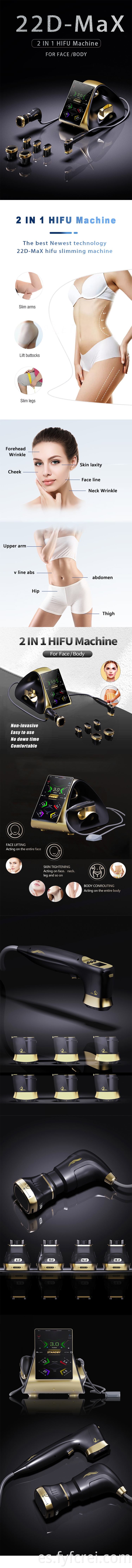 2025 Pro 2 en 1 máquina de estiramiento facial no invasiva 22D Hifu Max adelgazante 18D 13D para cara y cuerpo con 2 asas